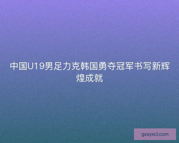 中国U19男足力克韩国勇夺冠军书写新辉煌成就