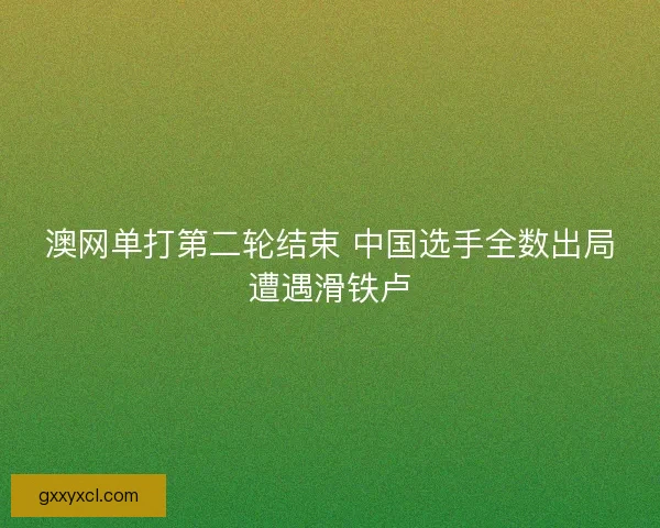 澳网单打第二轮结束 中国选手全数出局遭遇滑铁卢